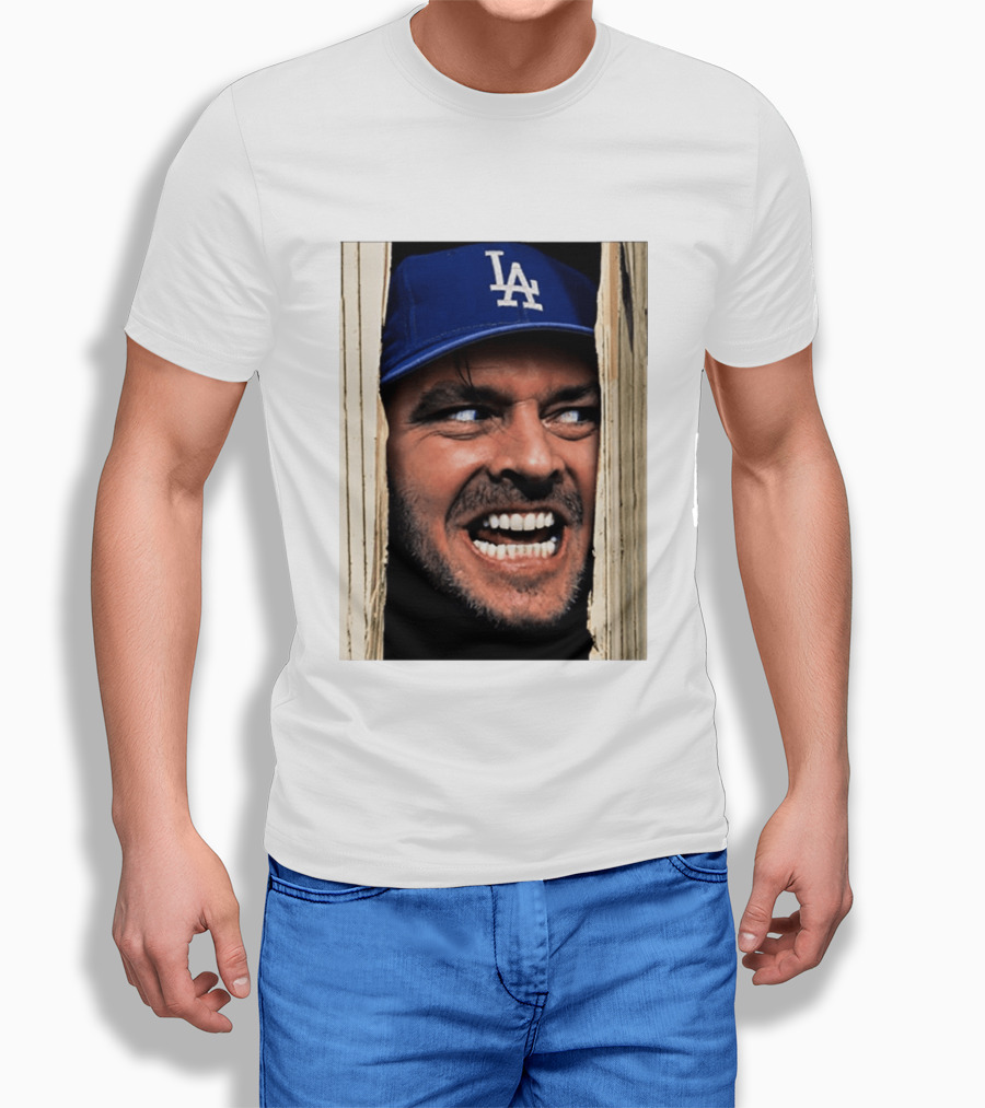 Jack Torrance LA Dodgers Hat Here's Johnny The Shining Baseball T-Shirt