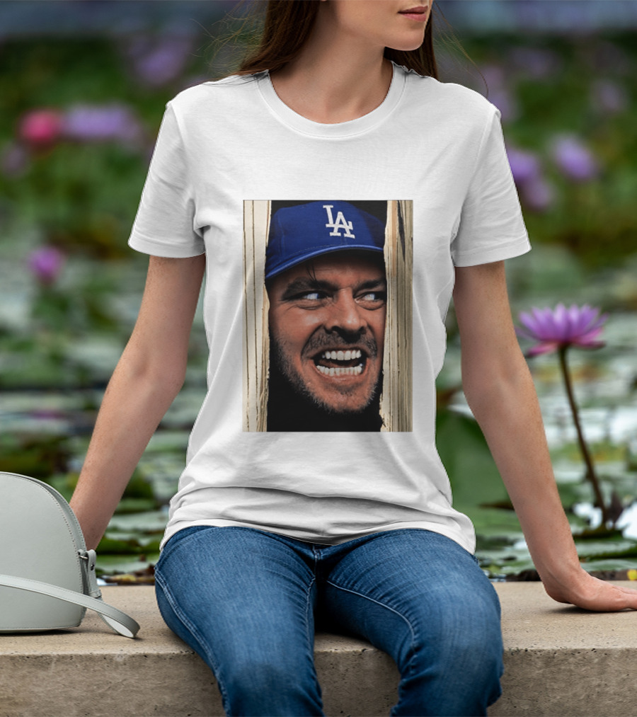 Jack Torrance LA Dodgers Hat Here's Johnny The Shining Baseball T-Shirt