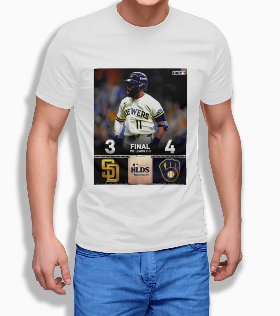 Milwaukee Brewers Vs San Diego Padres 4 3 Game 2 2026 NLDS Final Score MIL Leads 2 0 T-Shirt