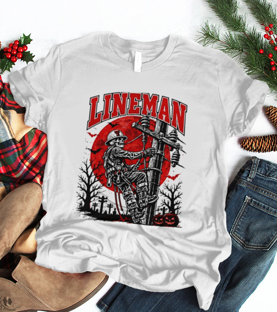 Texas Tech Red Raiders Lineman Halloween Skeleton Scene 2026 T-Shirt