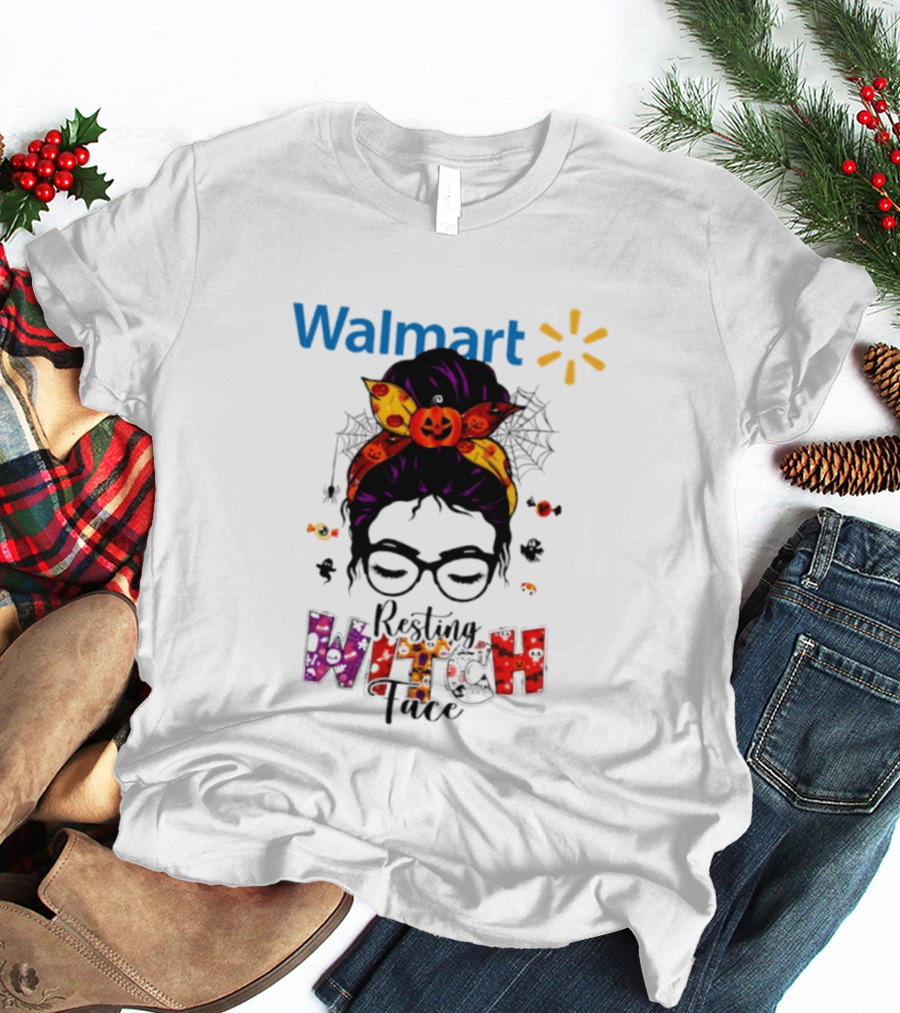 Walmart Resting Witch Face Halloween 2026 Pumpkin Glasses Fun T-Shirt