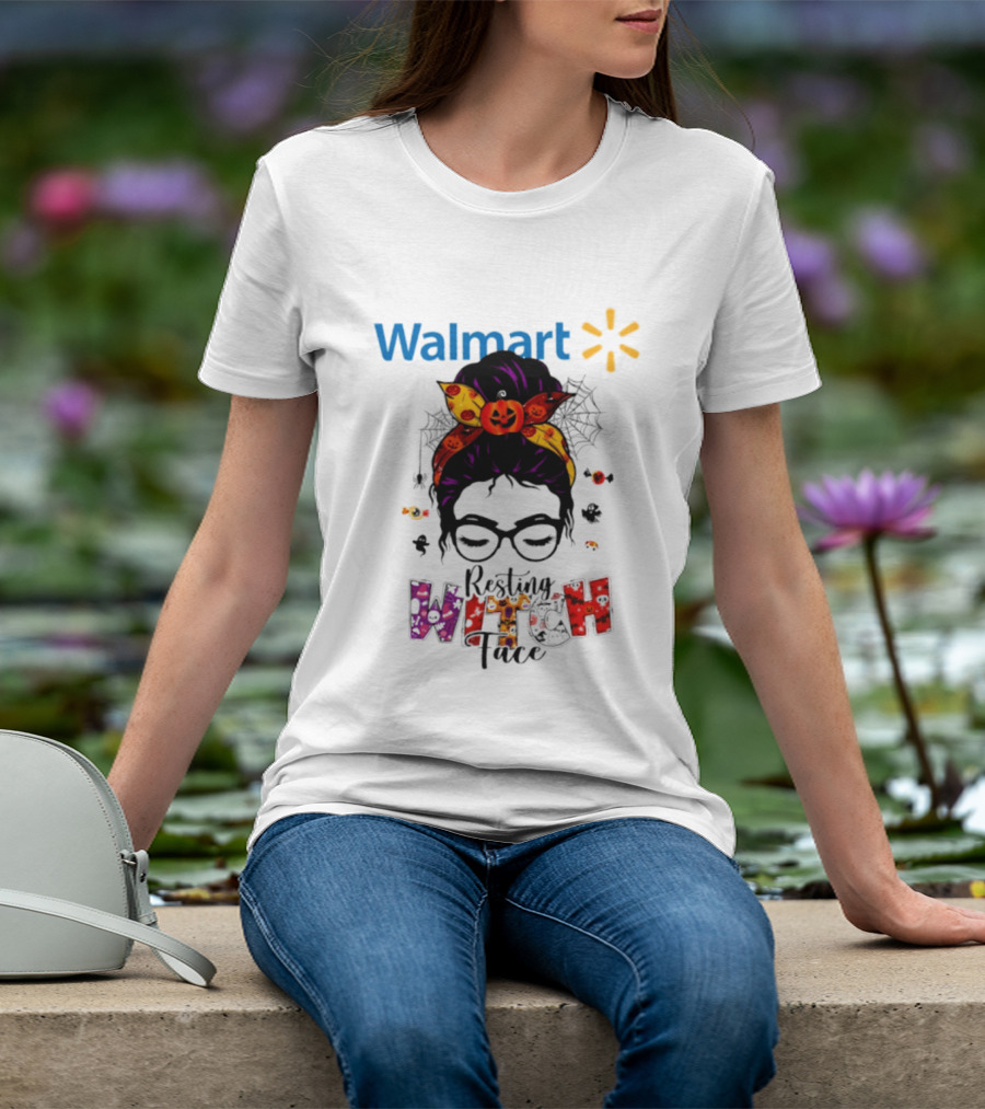 Walmart Resting Witch Face Halloween 2026 Pumpkin Glasses Fun T-Shirt