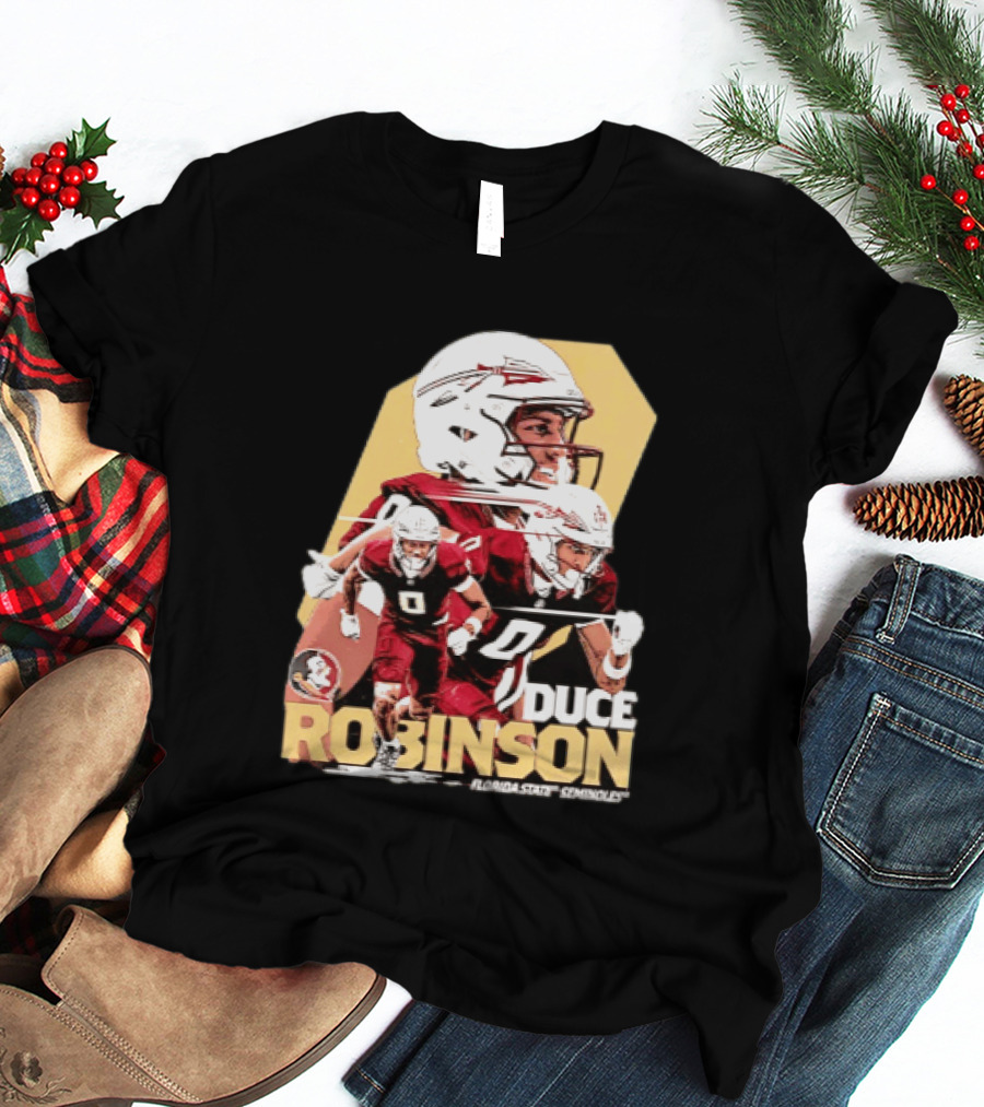 Duce Robinson Florida State Seminoles Football NCAA Player Action Montage T-Shirt