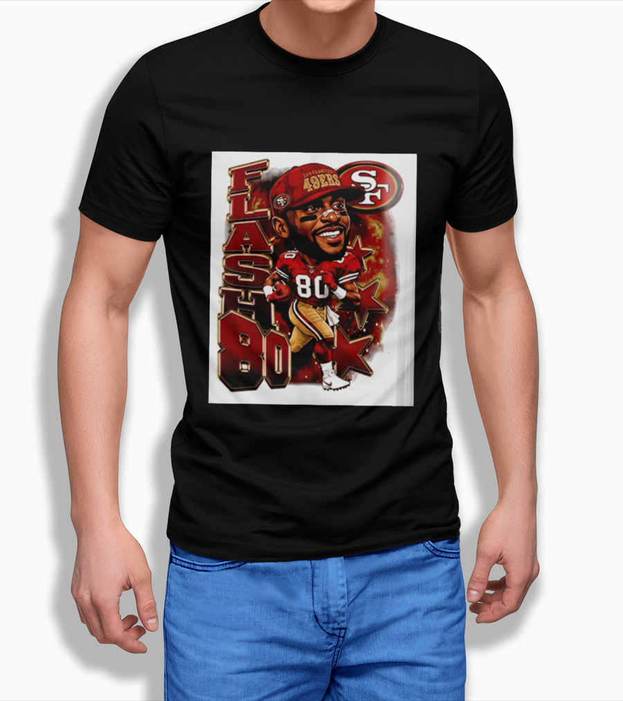 Flash Jerry Rice 80 San Francisco 49ers Caricature SF T-Shirt