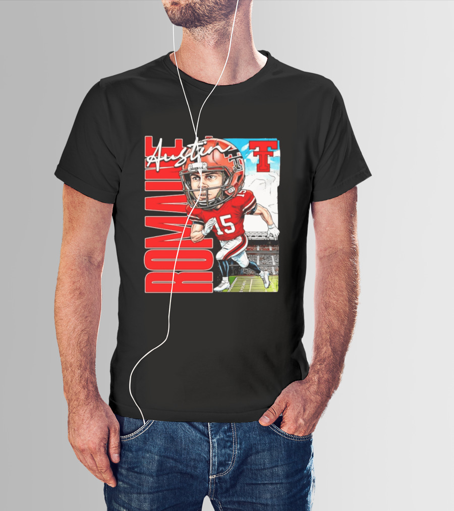 Austin Romaine Texas Tech Red Raiders Football NCAA Stadium Caricature T-Shirt