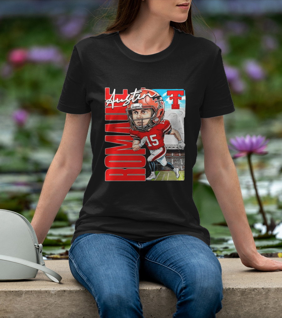 Austin Romaine Texas Tech Red Raiders Football NCAA Stadium Caricature T-Shirt