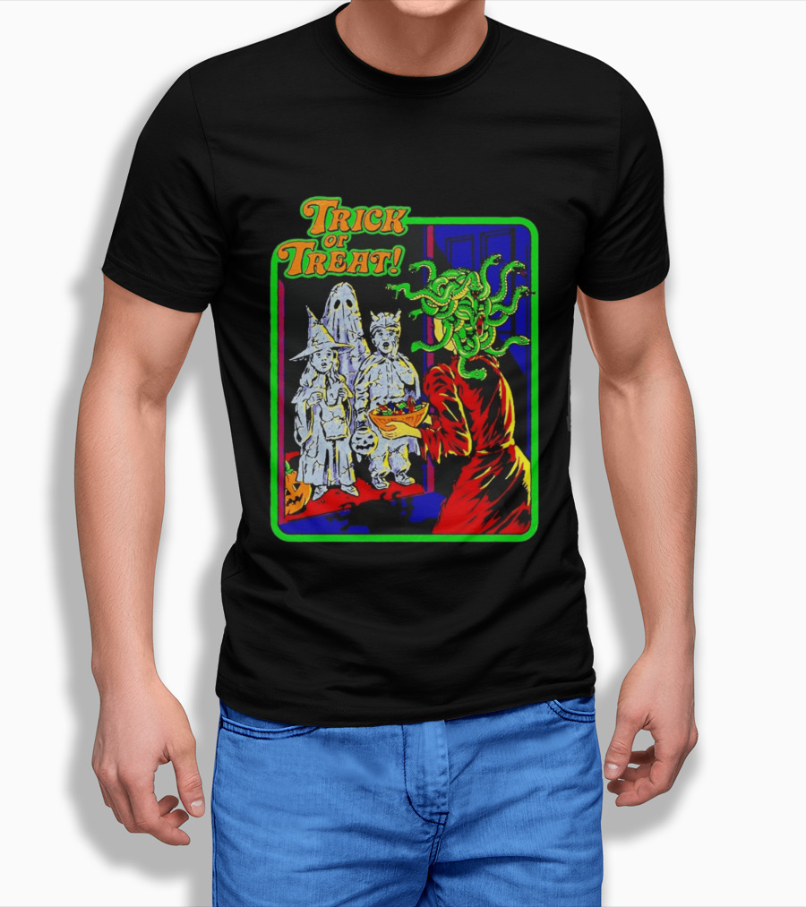 Trick Or Treat Medusa Halloween Retro Comic T-Shirt