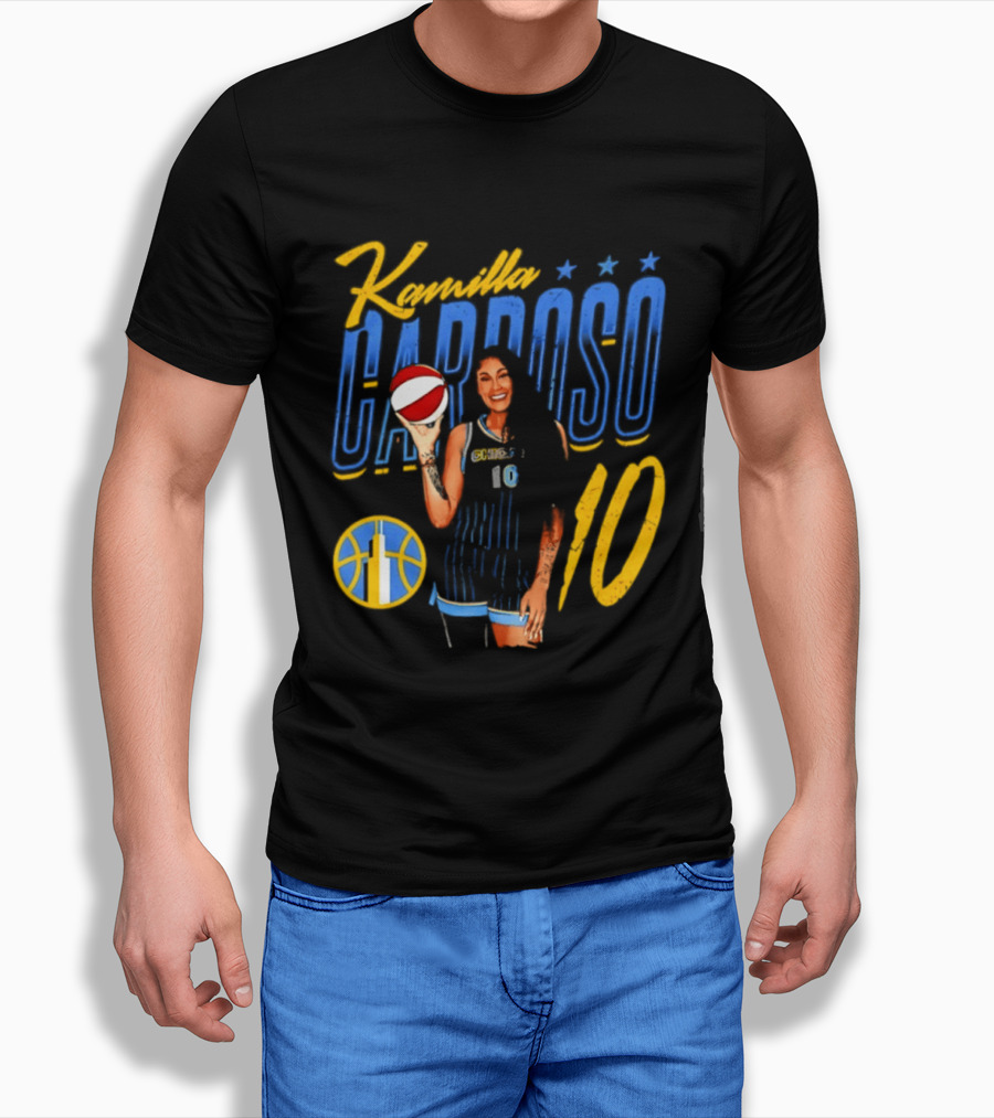 Kamilla Cardoso Chicago Sky 10 WNBA Player With Basketball T-Shirt