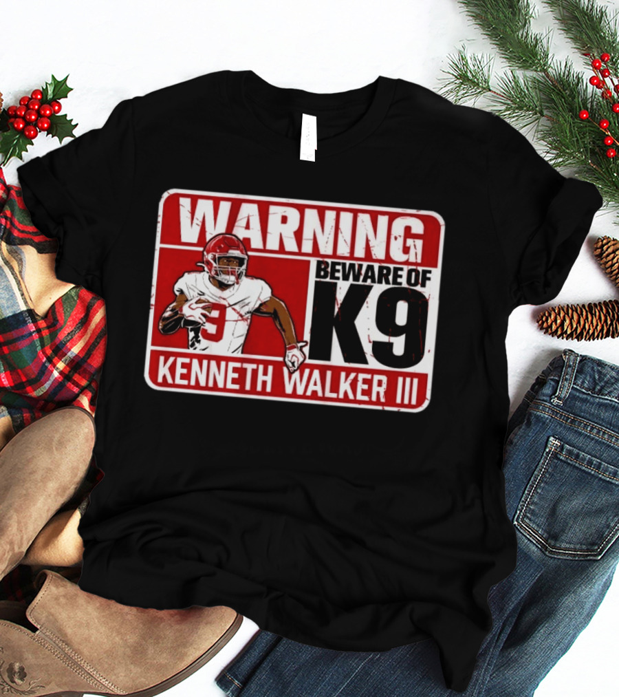 Kenneth Walker III Warning Beware Of K9 Football Player T-Shirt