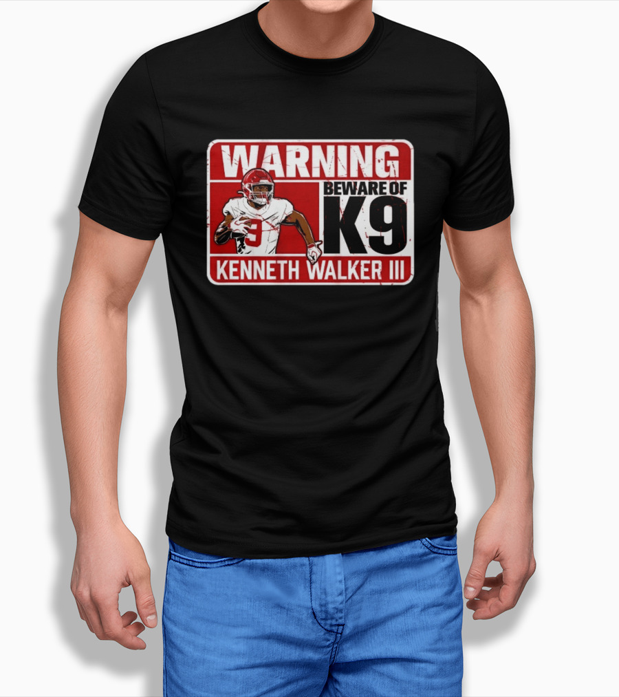 Kenneth Walker III Warning Beware Of K9 Football Player T-Shirt