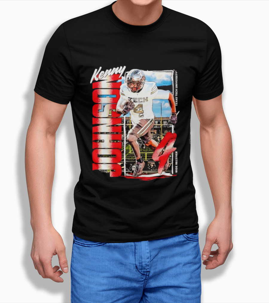 Kenny Johnson Texas Tech Red Raiders Wide Receiver Football NCAA Cards Stadium T-Shirt