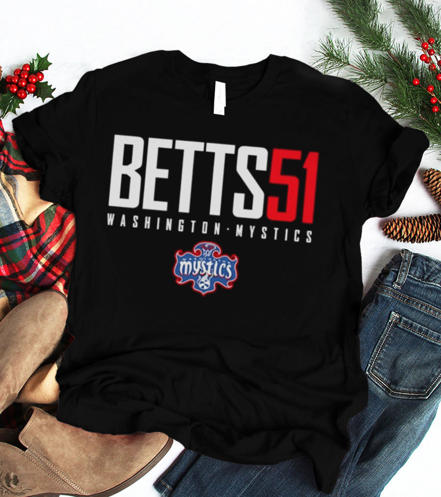 Betts 51 Washington Mystics WNBA Mystics Team Logo NBA Merchandise T-Shirt