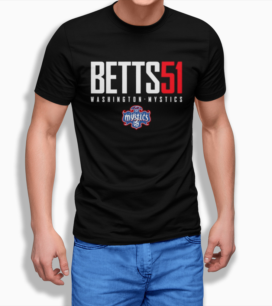 Betts 51 Washington Mystics WNBA Mystics Team Logo NBA Merchandise T-Shirt