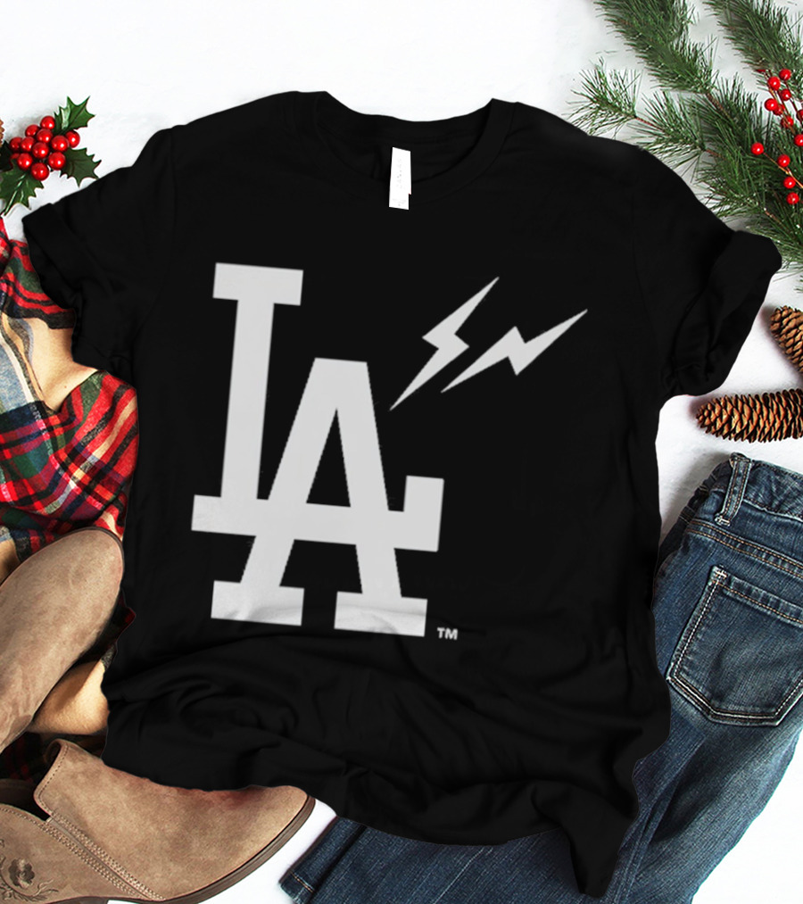 Los Angeles Dodgers Fragment LA Thunder Lightning Bolt T-Shirt