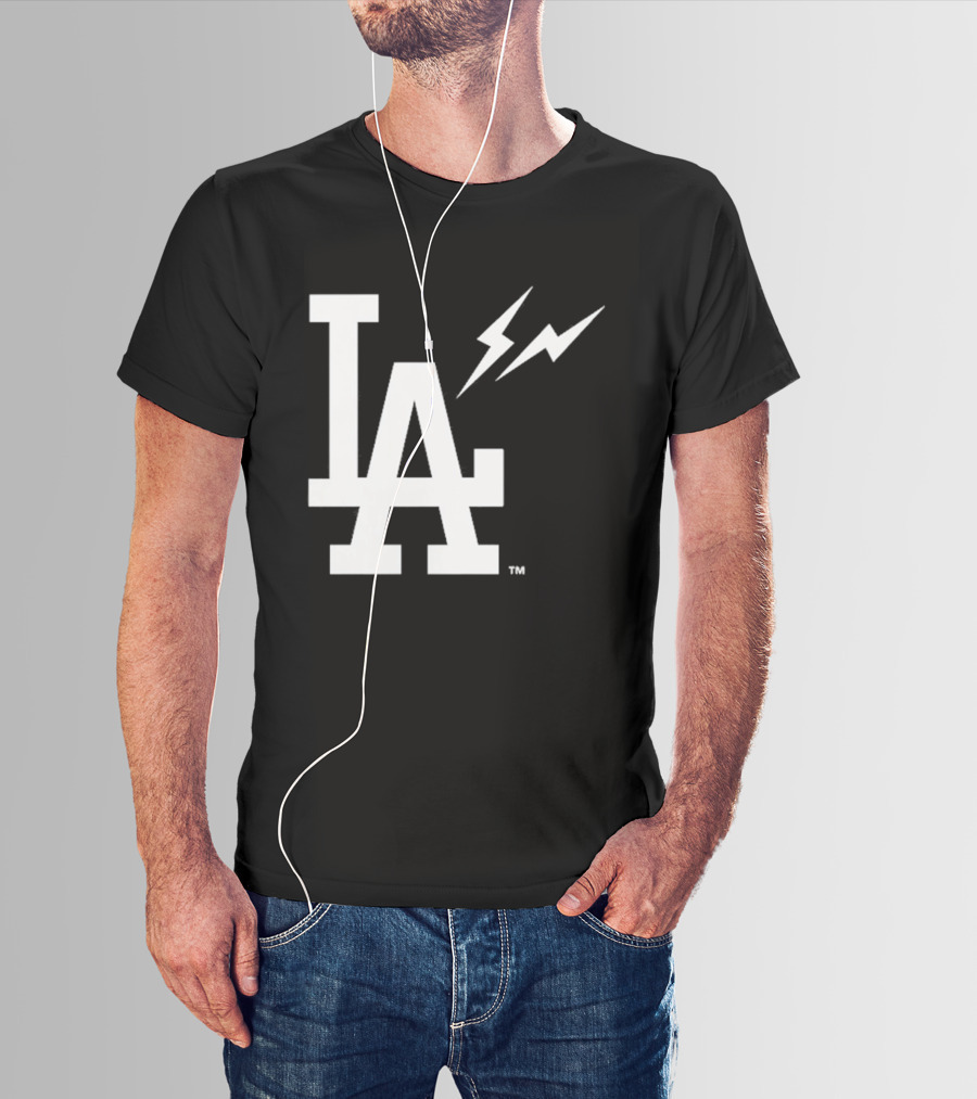 Los Angeles Dodgers Fragment LA Thunder Lightning Bolt T-Shirt