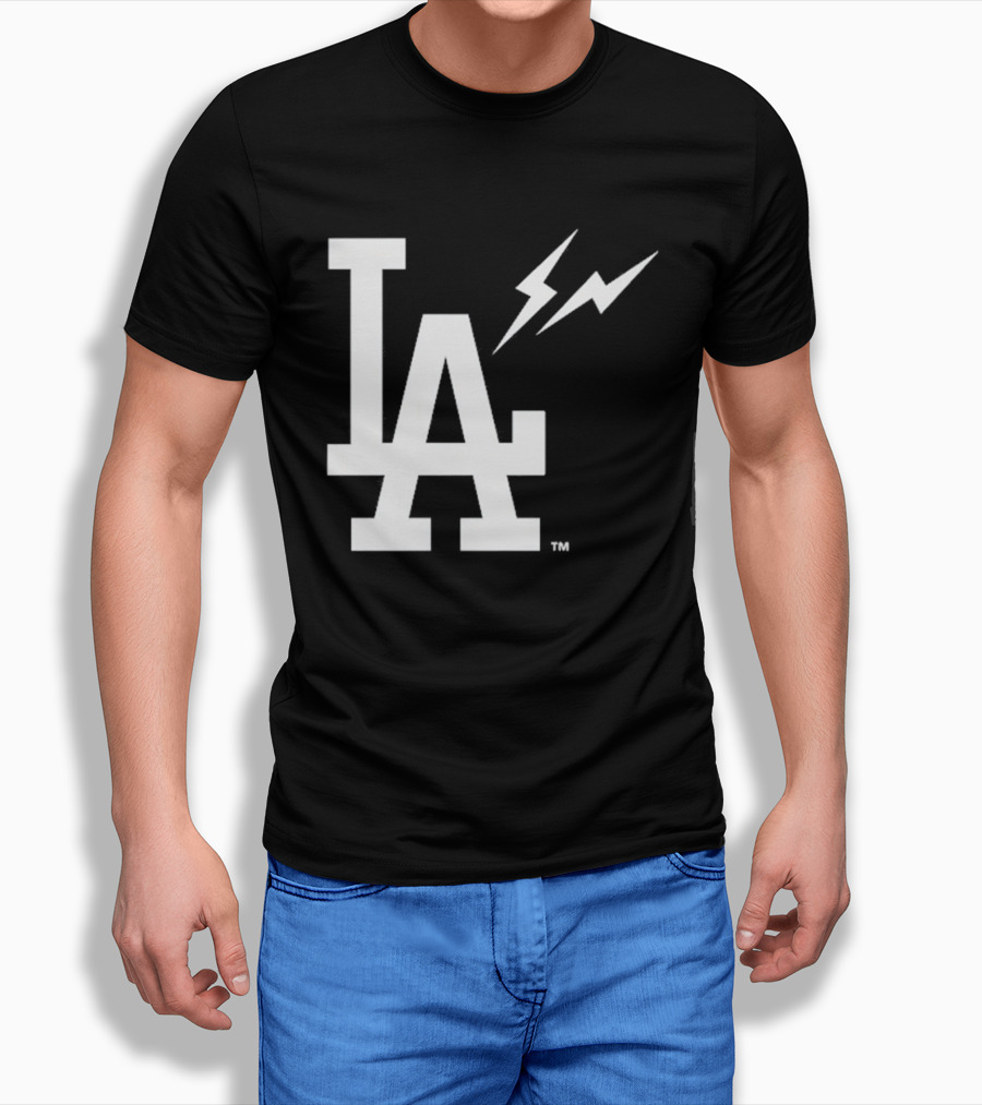 Los Angeles Dodgers Fragment LA Thunder Lightning Bolt T-Shirt