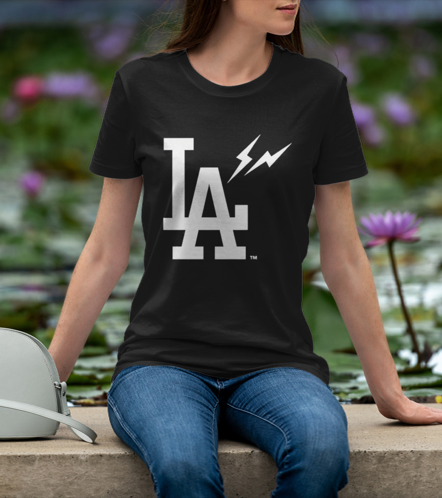 Los Angeles Dodgers Fragment LA Thunder Lightning Bolt T-Shirt