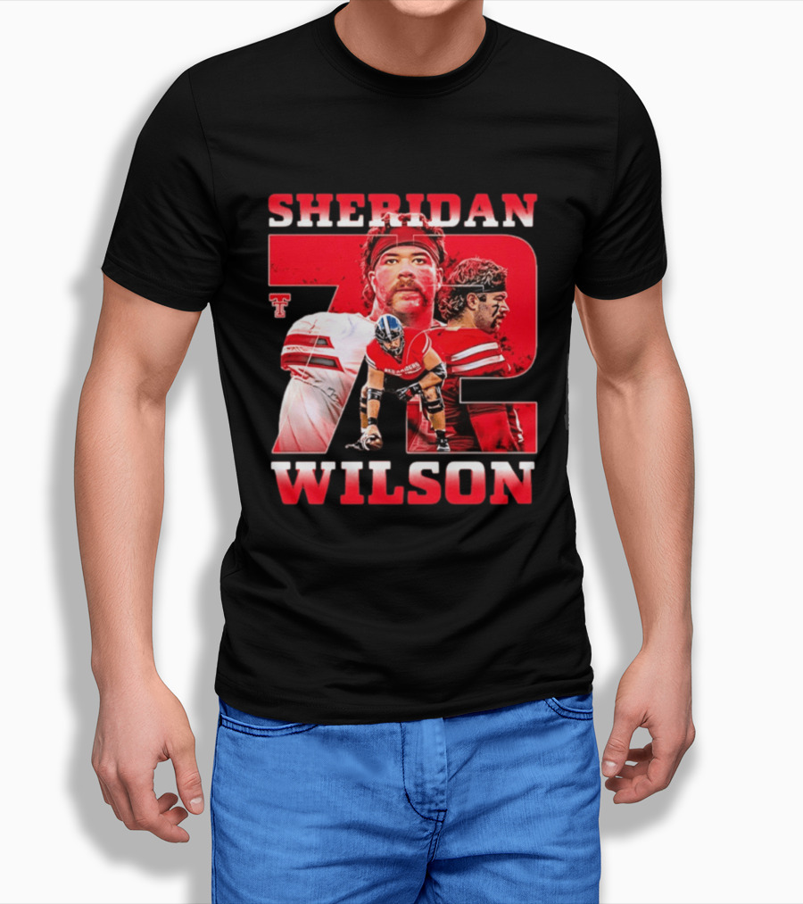 Sheridan Wilson 72 Texas Tech Red Raiders Football NCAA T-Shirt
