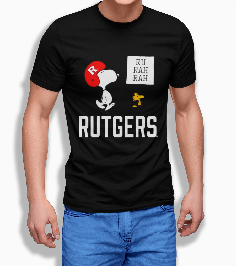 Snoopy Woodstock Rutgers Scarlet Knights Football Helmet R T-Shirt