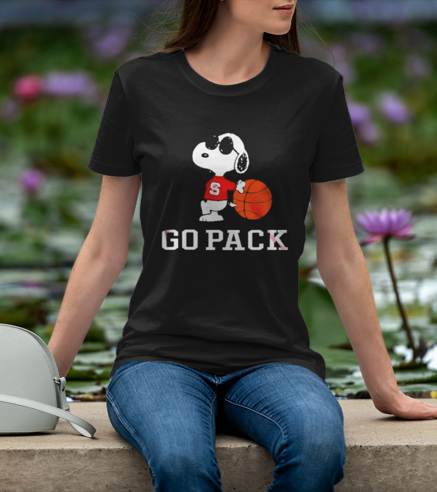 Snoopy NC State Wolfpack Basketball Go Pack T-Shirt