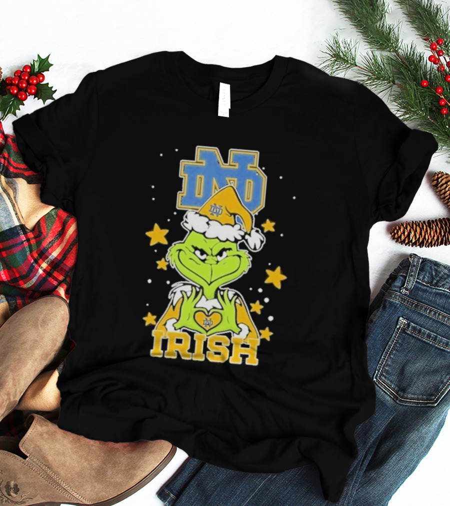 Notre Dame Fighting Irish Grinch Love Hands Christmas 2026 Football T-Shirt