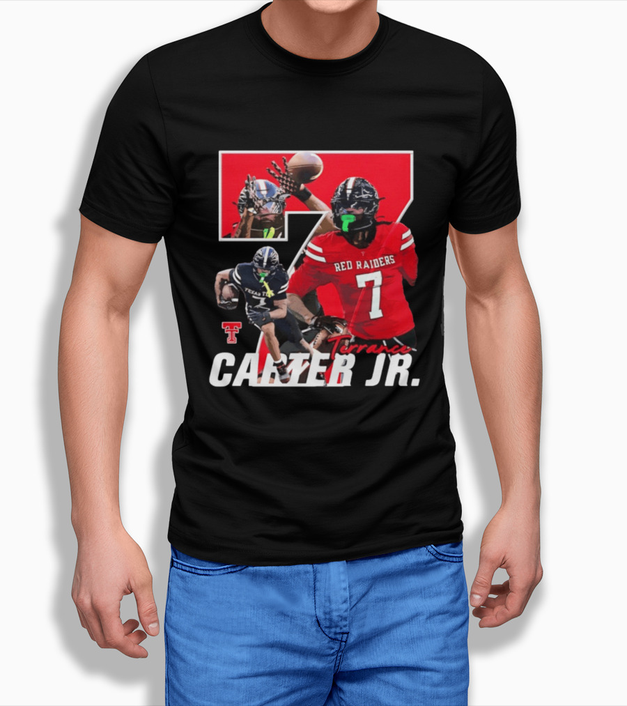 Terrance Carter Jr Red Raiders Texas Tech Football Player Collage NCAA Number 7 T-Shirt