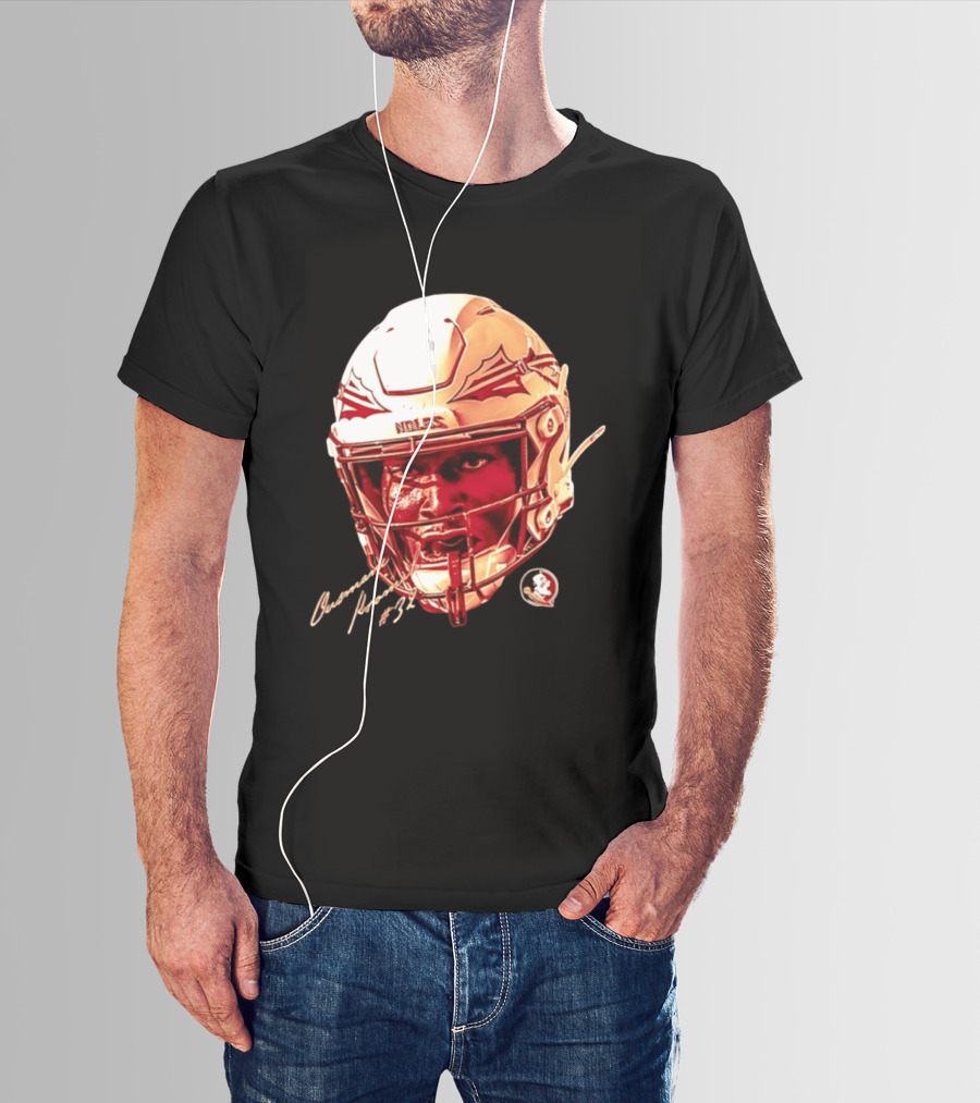 Ousmane Kromah #32 Florida State Seminoles NCAA Football Helmet Noles Game Face T-Shirt
