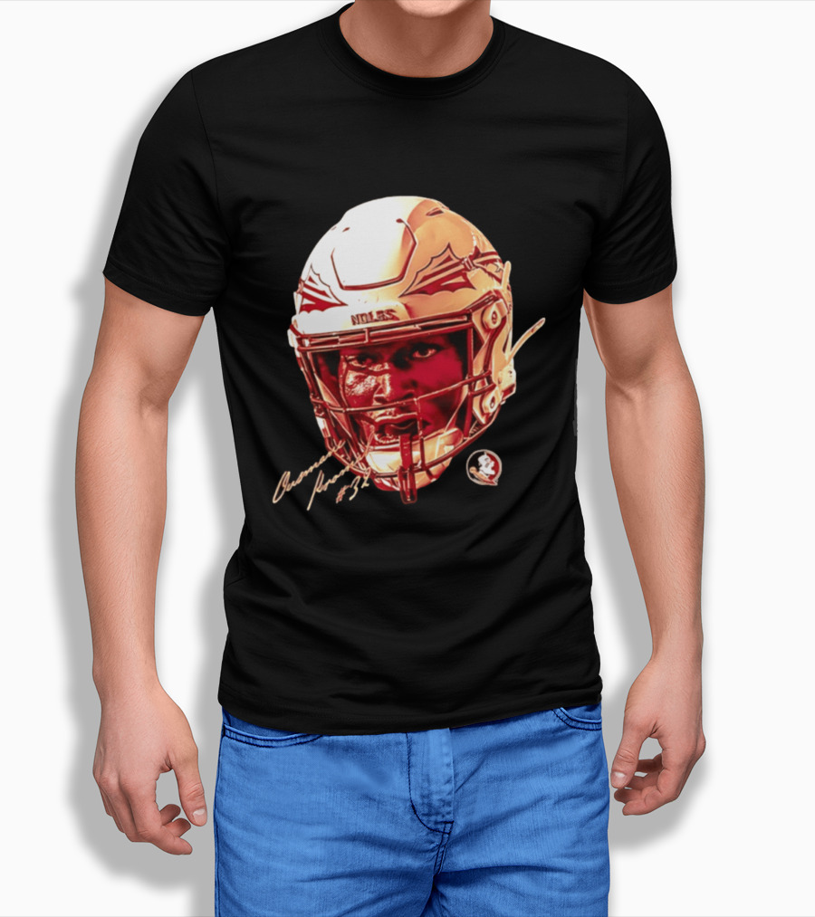 Ousmane Kromah #32 Florida State Seminoles NCAA Football Helmet Noles Game Face T-Shirt