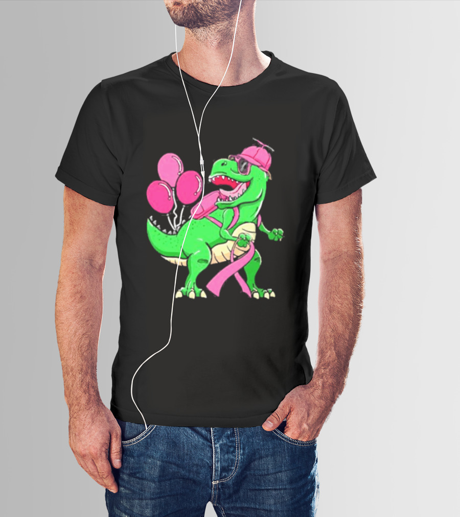 T Rex Party With Pink Balloons And Ribbon Accessories T-Shirt