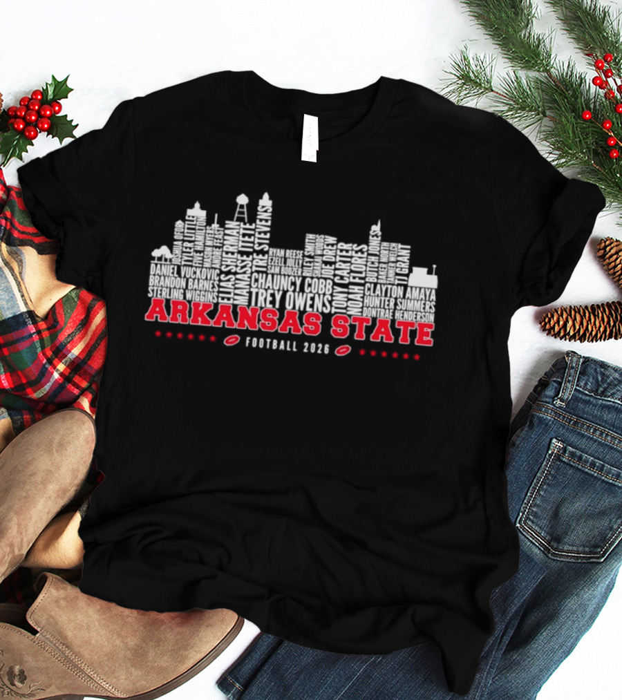 Arkansas State Red Wolves Football 2026 Skyline Player Names T-Shirt