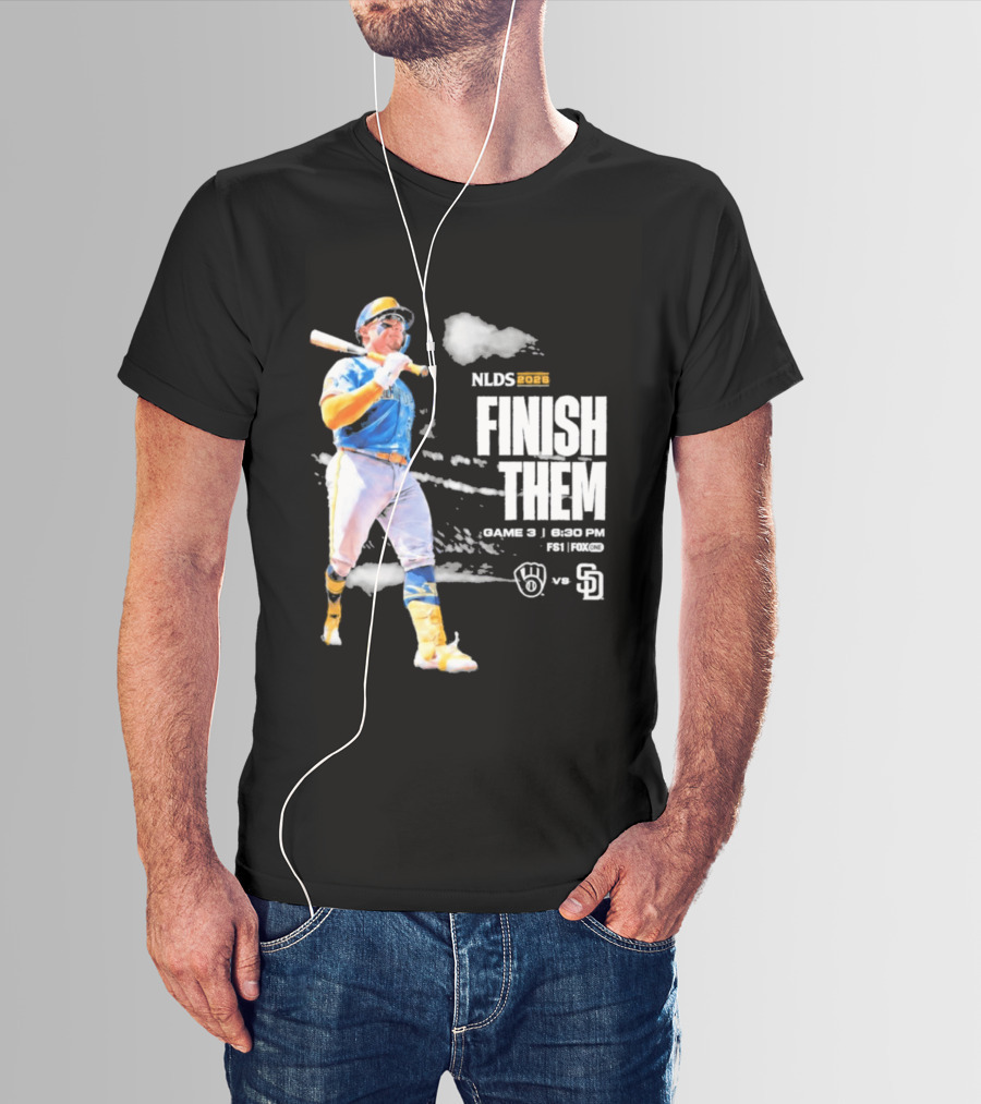 NLDS 2026 Finish Them Game 5 Brewers Vs Padres Playoff Showdown T-Shirt