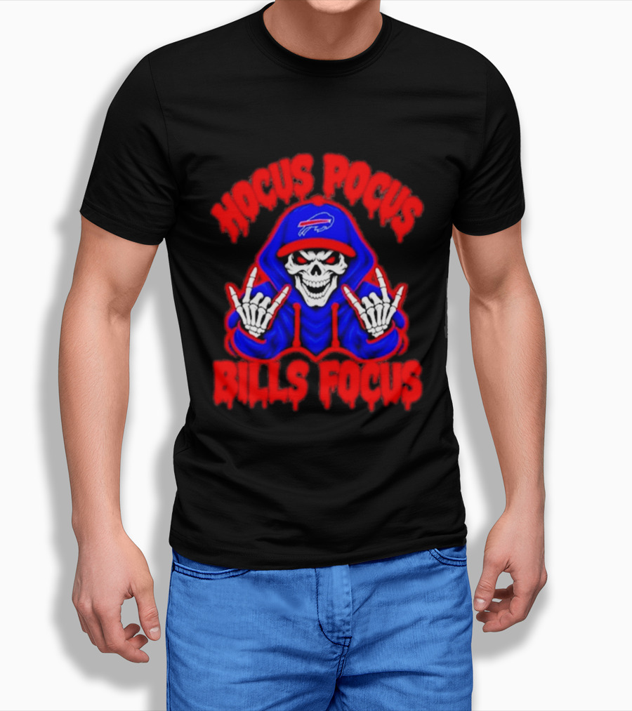 Hocus Pocus Bills Focus Buffalo Bills Skull Skeleton Fan T-Shirt