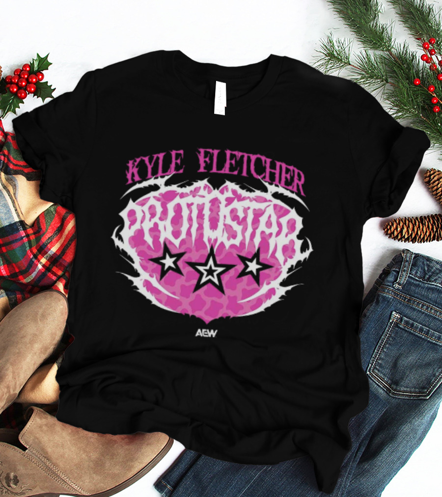 Kyle Fletcher Protostar AEW 2026 Three Stars Retro Pink T-Shirt