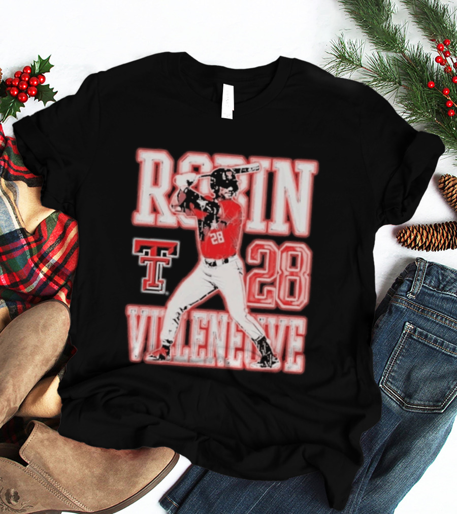 Robin Villeneuve Texas Tech Red Raiders 28 Baseball NCAA Swing T-Shirt