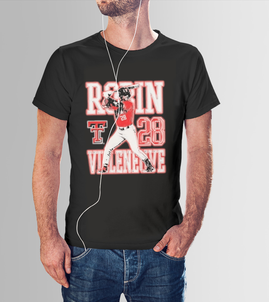Robin Villeneuve Texas Tech Red Raiders 28 Baseball NCAA Swing T-Shirt