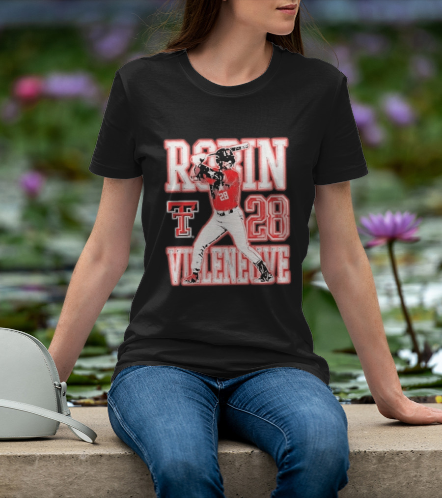 Robin Villeneuve Texas Tech Red Raiders 28 Baseball NCAA Swing T-Shirt