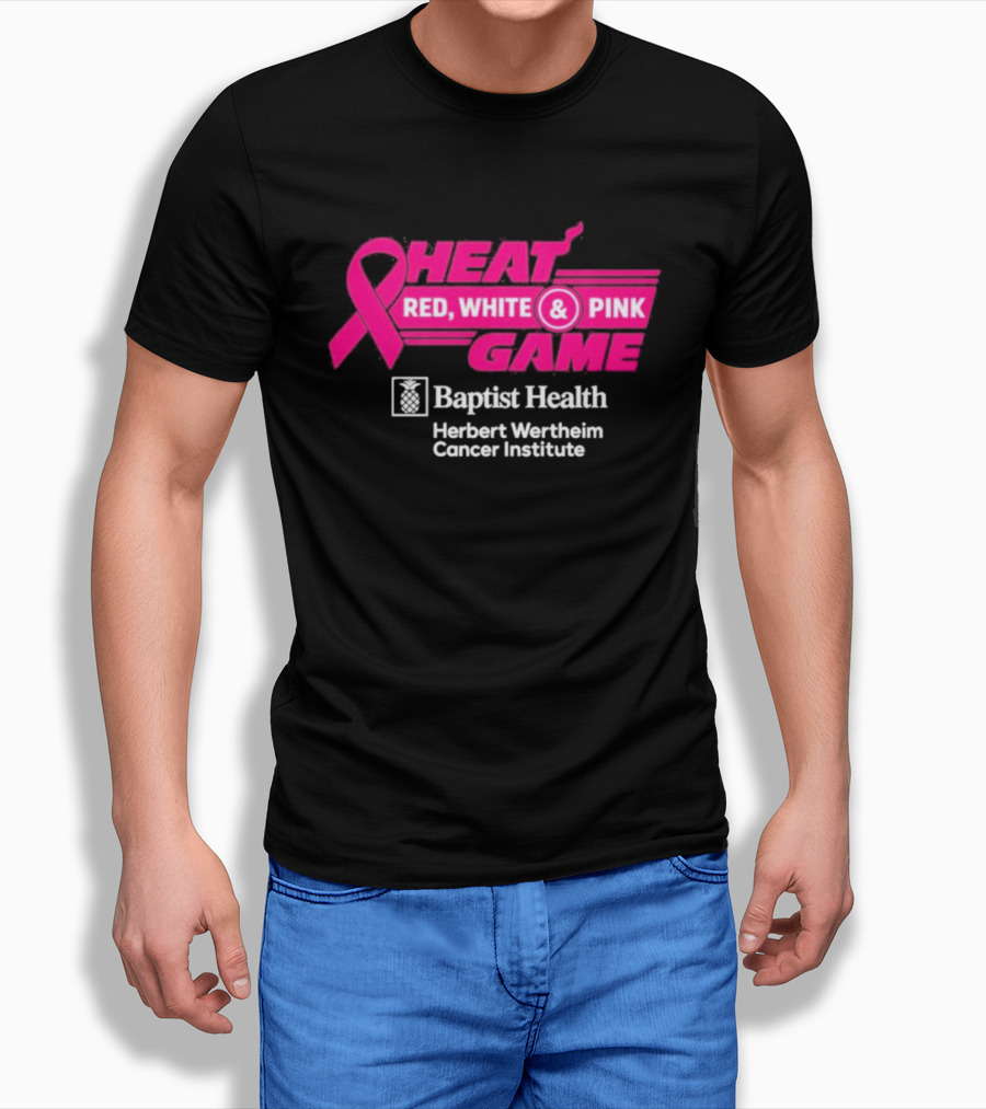 Breast Cancer Awareness Heat Game Red White Pink Baptist Health Herbert Wertheim T-Shirt