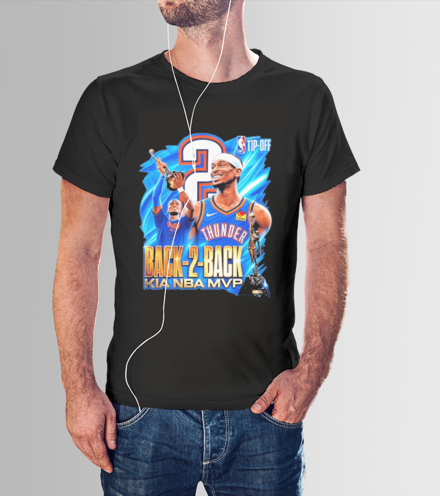 Kia NBA MVP Thunder Back 2 Back Shai Gilgeous Alexander 2026 T-Shirt