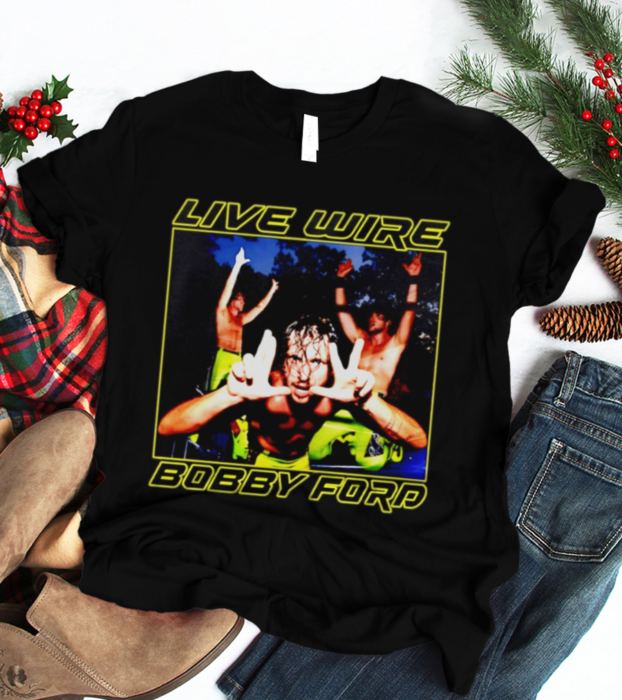 Live Wire Bobby Ford Wrestling Trio Action Pose T-Shirt