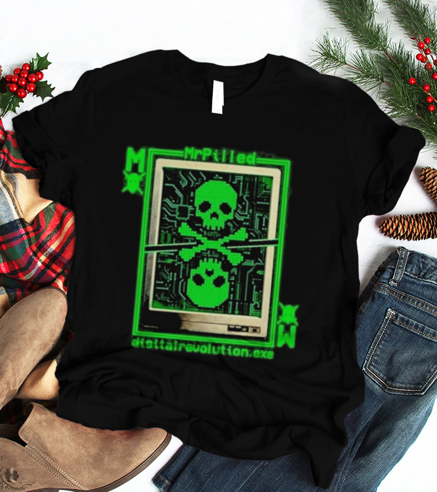 MrPilled DigitalRevolution.exe Hacker Cyber Circuitry Skull T-Shirt