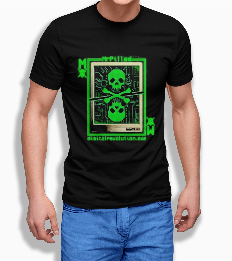 MrPilled DigitalRevolution.exe Hacker Cyber Circuitry Skull T-Shirt