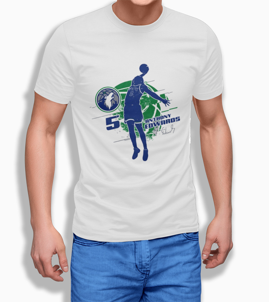 Minnesota Timberwolves Anthony Edwards 5 Basketball Jump 2026 T-Shirt
