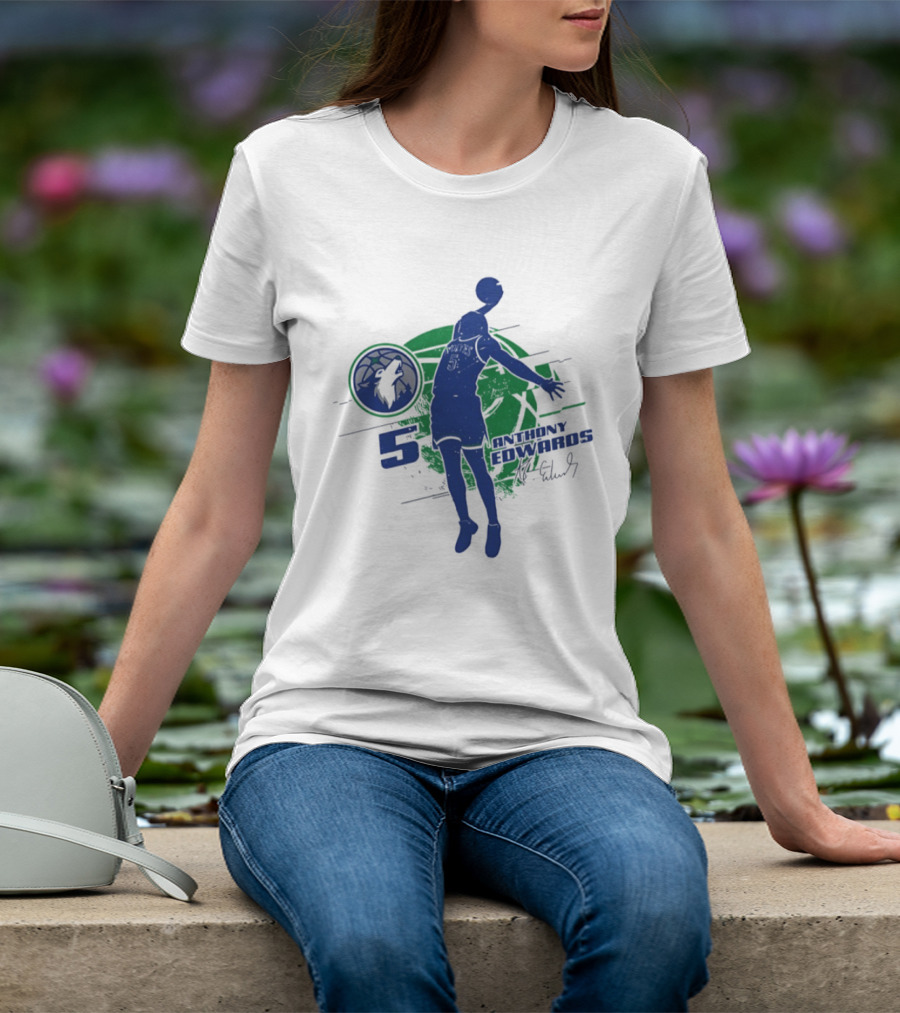 Minnesota Timberwolves Anthony Edwards 5 Basketball Jump 2026 T-Shirt