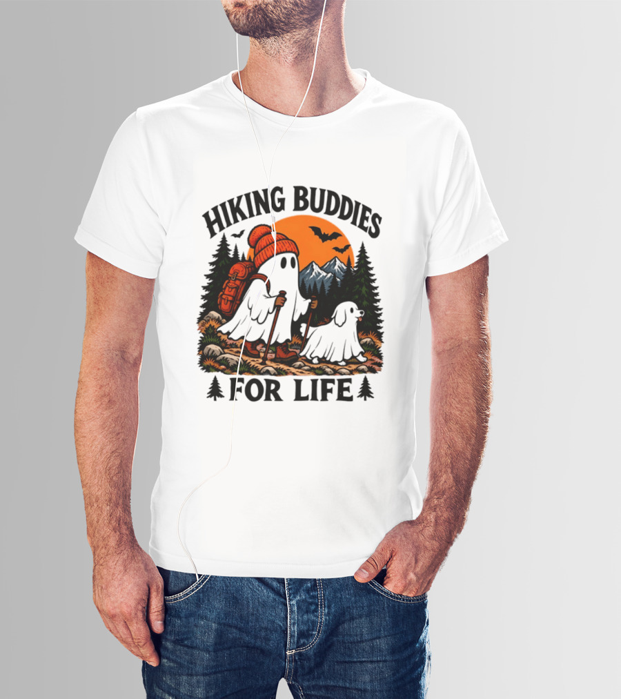 Hiking Buddies For Life Ghost And Dog Halloween Adventure T-Shirt