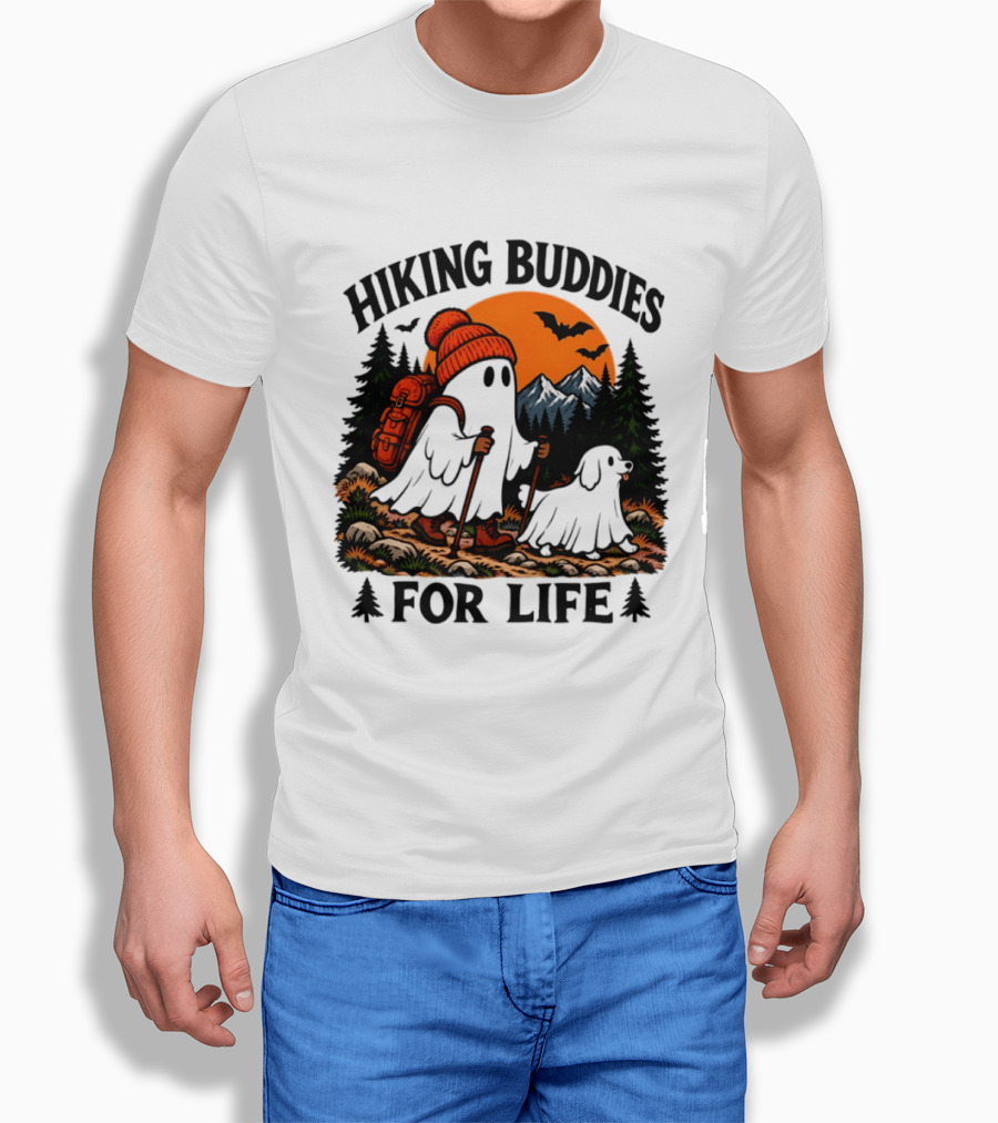 Hiking Buddies For Life Ghost And Dog Halloween Adventure T-Shirt