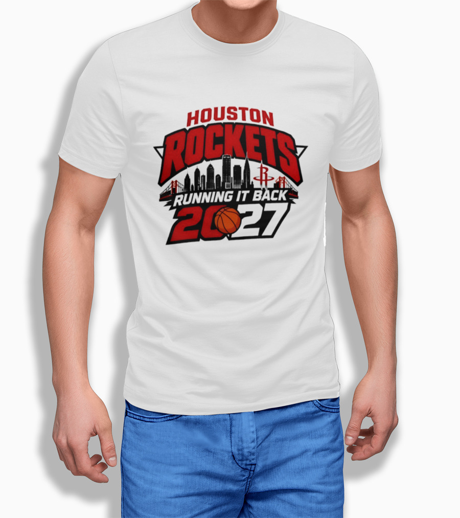 Houston Rockets Running It Back 2027 NBA Skyline Basketball T-Shirt