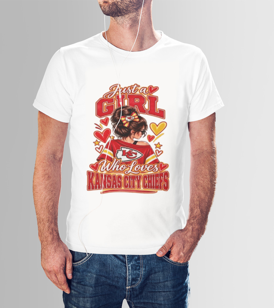 Just A Girl Who Loves Kansas City Chiefs KC Fan Heart Stars T-Shirt
