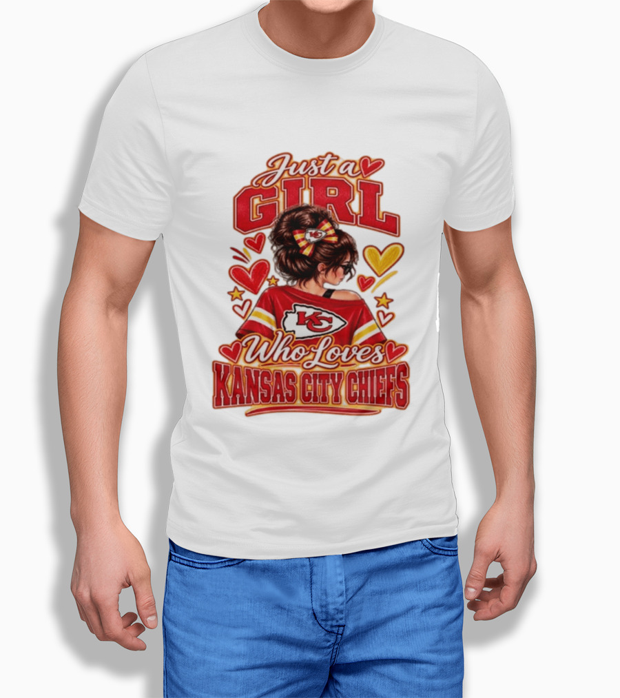 Just A Girl Who Loves Kansas City Chiefs KC Fan Heart Stars T-Shirt