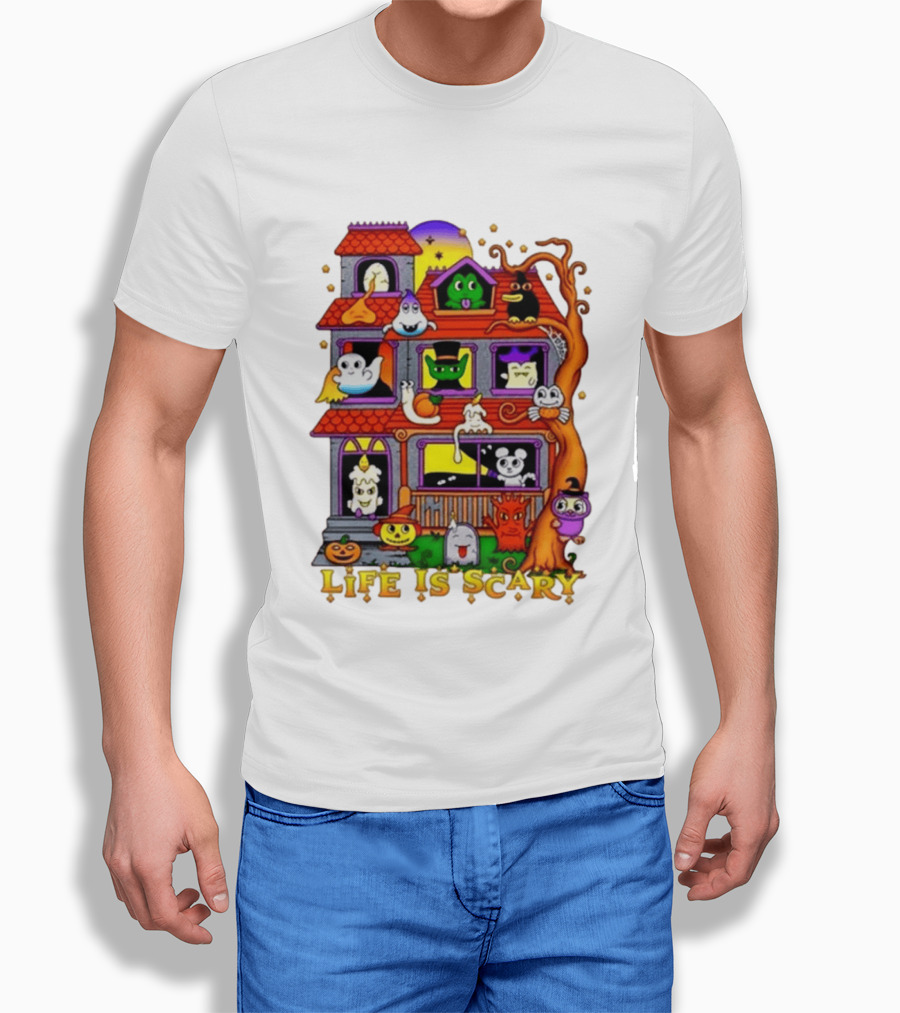 Life Is Scary Spooky Haunted House Halloween T-Shirt