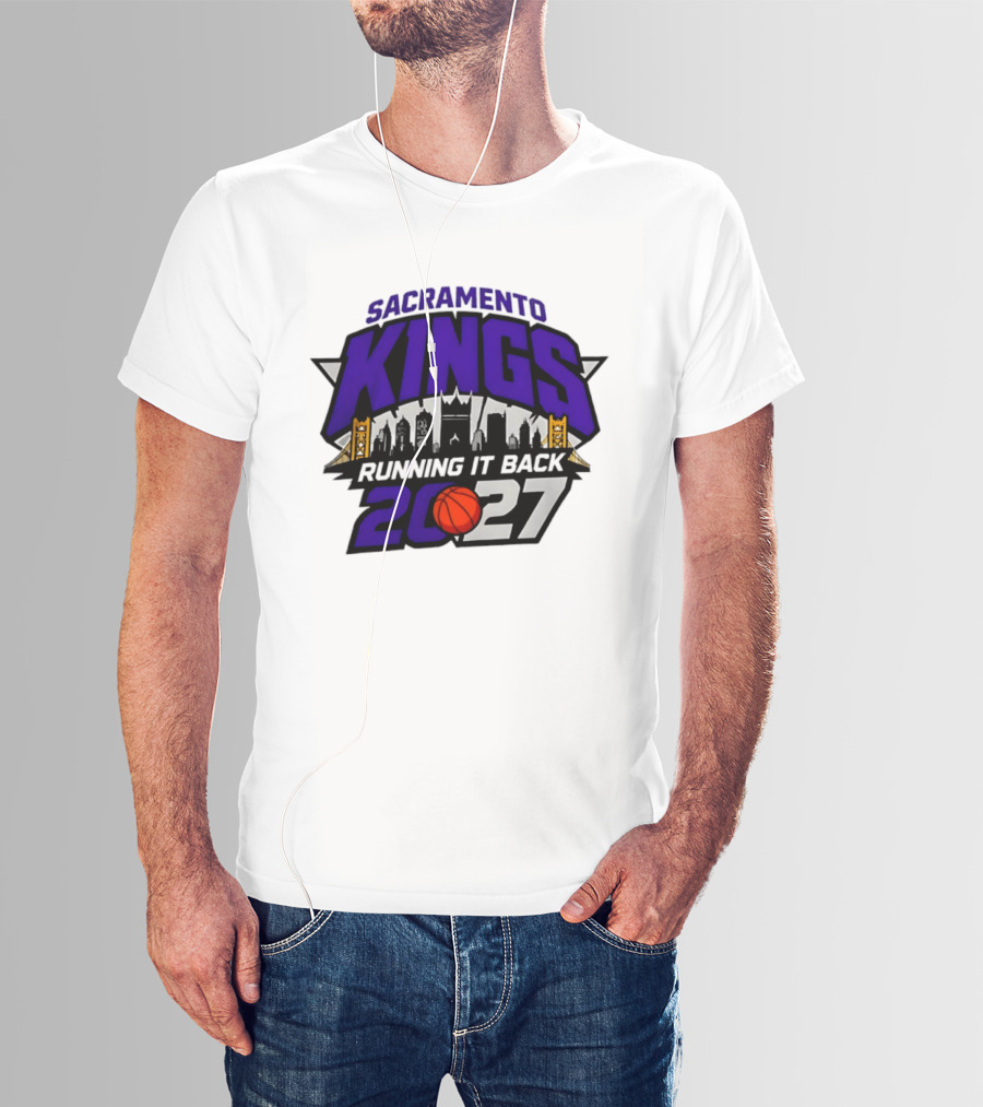 Sacramento Kings 2027 Running It Back Skyline Basketball T-Shirt